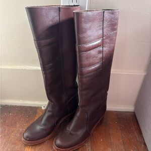 vintage brown leather tall boots
